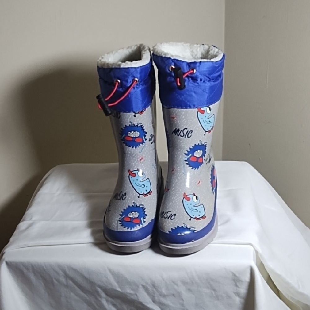 Kids Blue and Gray Rain Boots